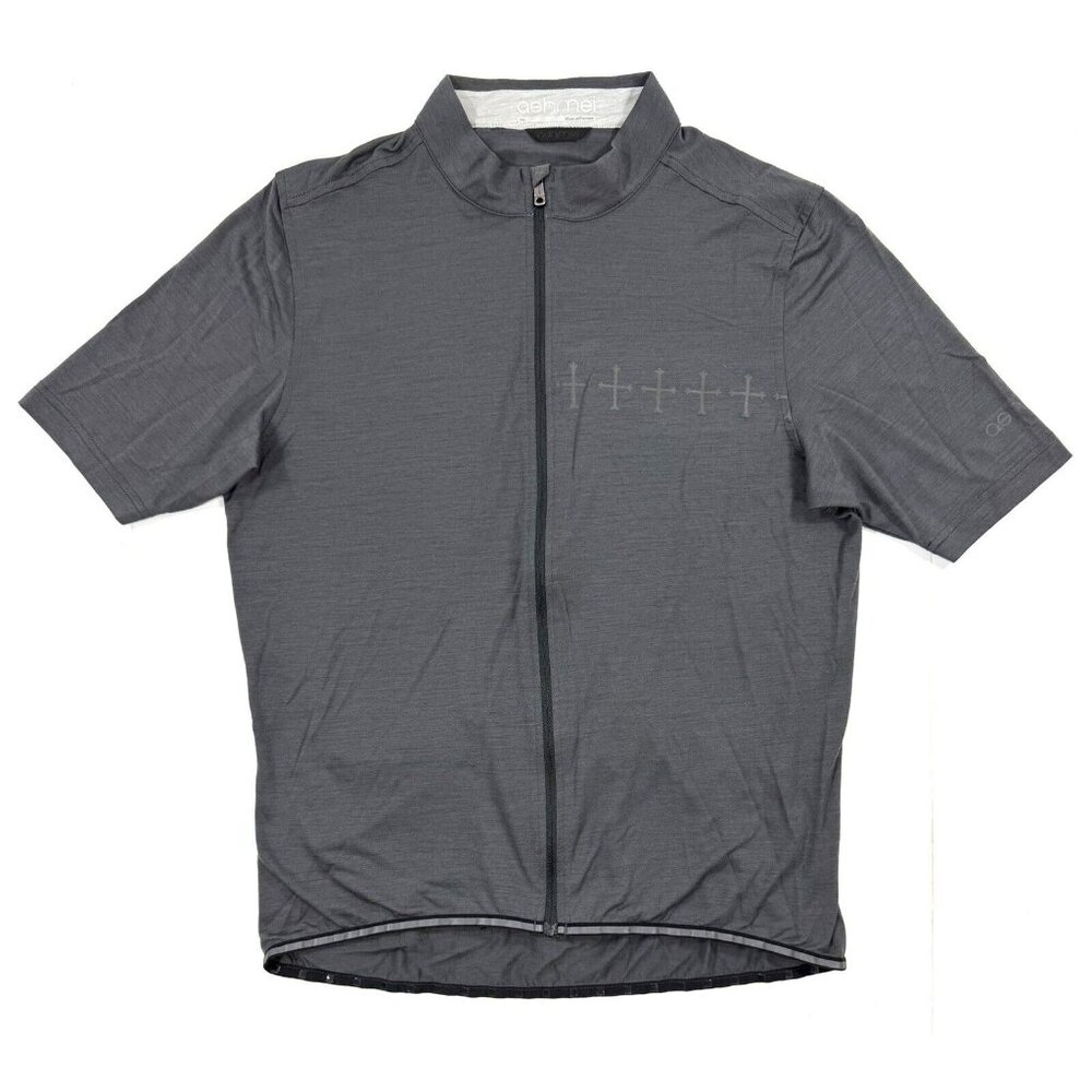 Ashmei Merino Carbon Jersey Mens Sz 2XL Gray Full Zip Short Sleeve Cycling Bike